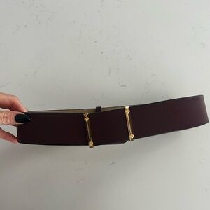 BCBGMaxAzria Deep Burgundy Belt with Gold Details
